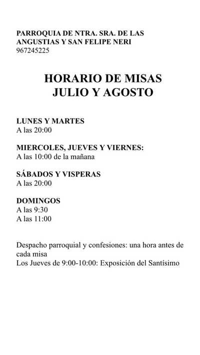 >Horario de verano