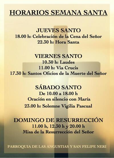 >HORARIO SEMANA SANTA