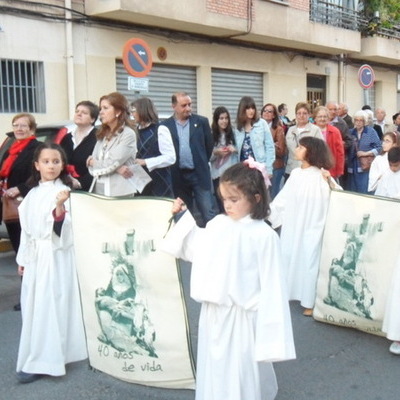 Catequesis en procecion con Nuestra Señora de las Angustias